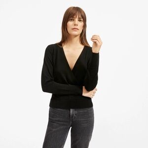 Everlane Black wrap crossover V-Neck Women's cashmere Sweater long sleeve